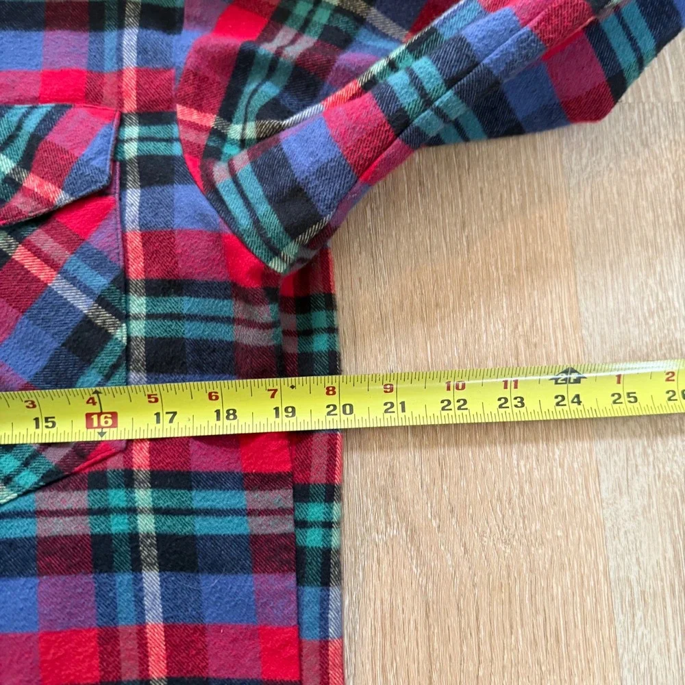 Vermont Flannel Co Plaid Button Down‎ Shirt Mens Small Red Blue Heavy Cotton USA